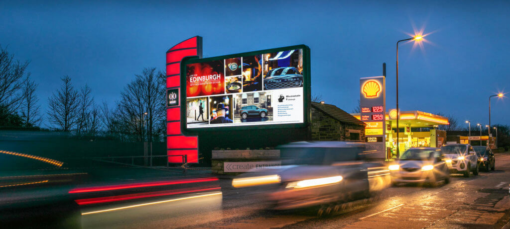 Billboard advertising in Edinburgh never sleeps.